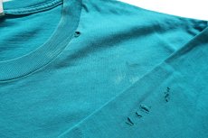 画像6: 90s USA製 Levi'sリーバイス 501 BUTTON YOUR FLY ロゴ コットンTシャツ 青緑 L (6)