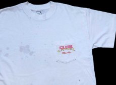 画像1: 90s USA製 CLUB CAMEL キャメル ポケットTシャツ ボロ 白 XL (1)