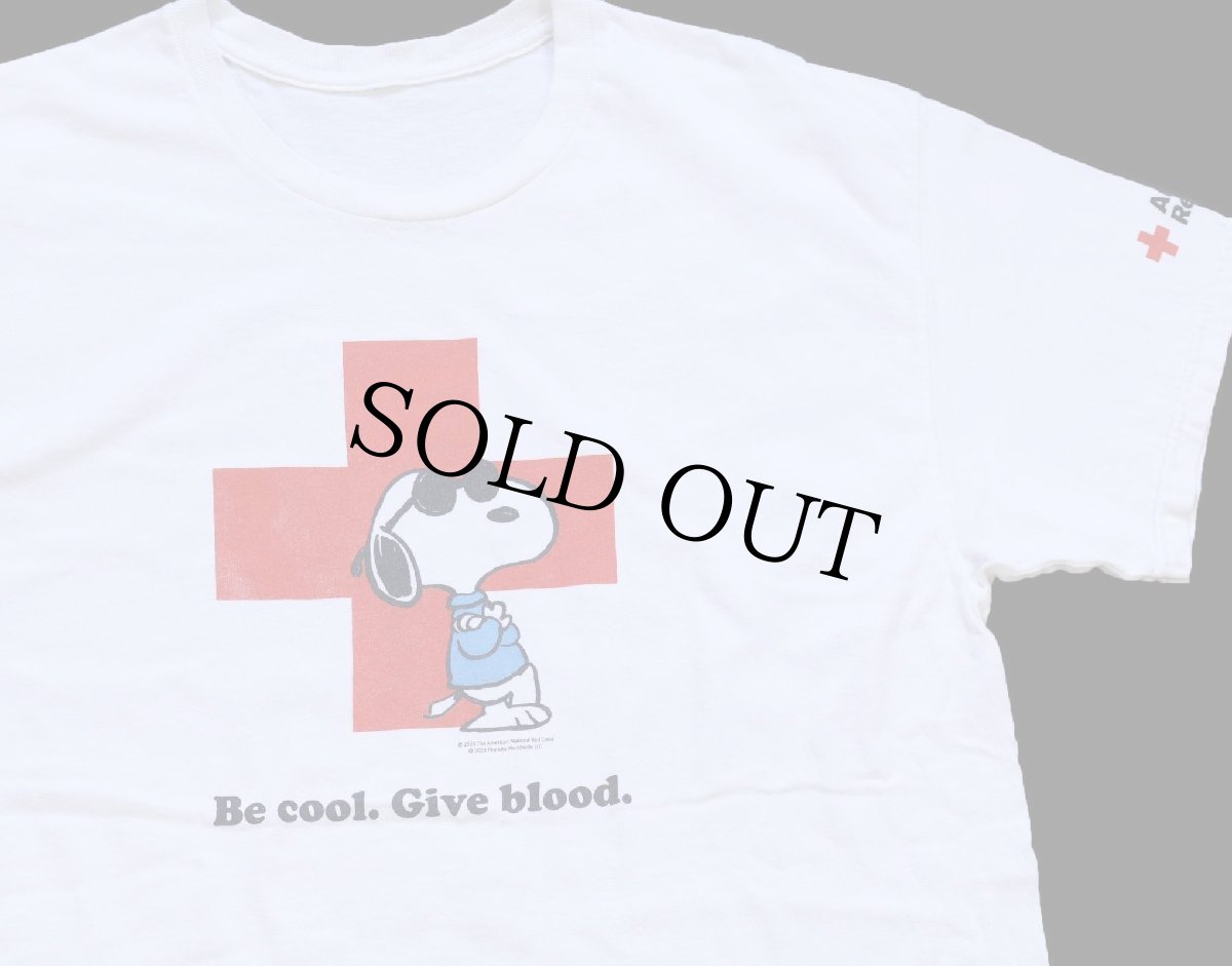 画像1: スヌーピー Be cool. Give blood. American Red Cross コットンTシャツ 白 (1)
