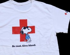 画像1: スヌーピー Be cool. Give blood. American Red Cross コットンTシャツ 白 (1)
