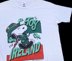 画像1: 90s USA製 ARTEX スヌーピー The Joy of IRELAND クローバー コットンTシャツ 白 XL (1)