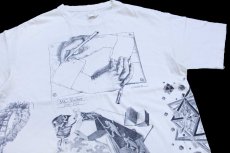 画像3: 90s USA製 ANDAZIA M.C.Escher エッシャー 騙し絵 アート マルチプリント コットンTシャツ 白 L (3)