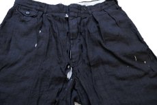 画像3: 90s USA製 ポロ ラルフローレン ツータック リネン ショートパンツ 黒 ボロ W34★ショーツ (3)