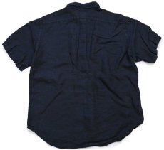 画像2: 00s ラルフローレン CLASSIC FIT 無地 ボタンダウン 半袖 リネンシャツ 黒 XL (2)