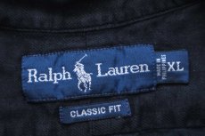 画像4: 00s ラルフローレン CLASSIC FIT 無地 ボタンダウン 半袖 リネンシャツ 黒 XL (4)