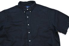 画像3: 00s ラルフローレン CLASSIC FIT 無地 ボタンダウン 半袖 リネンシャツ 黒 XL (3)