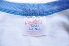 画像8: 90s USA製 Rawlings FROM SCRATCH ギター 両面プリント 七分袖 ラグランTシャツ 白×水色 L (8)