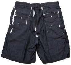 画像2: 90s USA製 ポロ ラルフローレン ツータック リネン ショートパンツ 黒 ボロ W34★ショーツ (2)