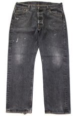 画像2: Levi'sリーバイス 501 ペンキ飛び 先染め ブラック デニムパンツ W38★SDP4661 (2)