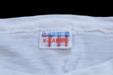 画像4: 70s USA製 Championチャンピオン OU TENNIS 染み込みプリント コットンTシャツ ボロ 白 XL (4)