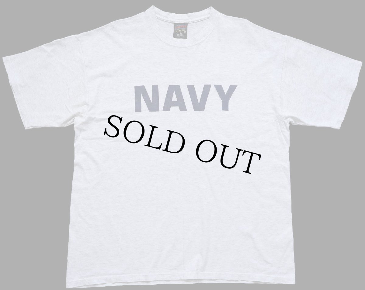 画像2: 90s USA製 NAVY ロゴ コットンTシャツ 杢ライトグレー XL (2)