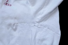 画像8: 70s USA製 Championチャンピオン OU TENNIS 染み込みプリント コットンTシャツ ボロ 白 XL (8)