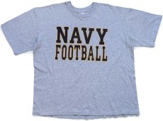 画像2: USA製 The Cotton Exchange NAVAL ACADEMY NAVY FOOTBALL ロゴ ひび割れプリント Tシャツ 杢グレー XXL★特大 (2)