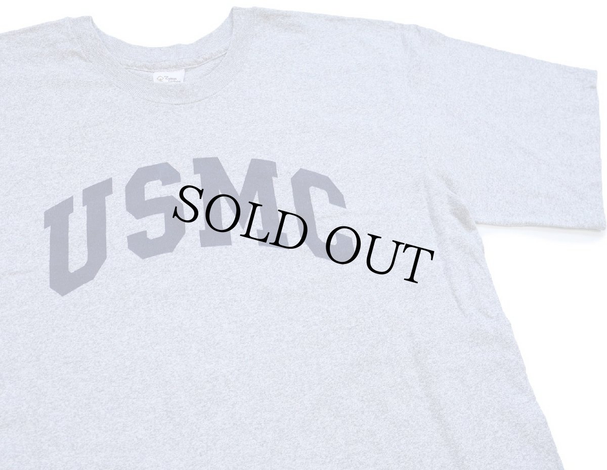 画像1: 90s USA製 The Cotton Exchange USMC ロゴ コットン×レーヨン Tシャツ 杢グレー XL (1)