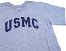 画像1: 90s USA製 The Cotton Exchange USMC ロゴ コットン×レーヨン Tシャツ 杢グレー XL (1)
