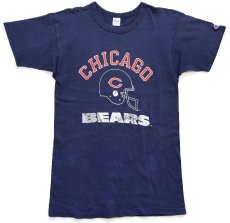 画像2: 80s USA製 Championチャンピオン NFL CHICAGO BEARS アメフト ひび割れプリント コットンTシャツ 紺 M (2)