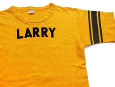 画像4: 70s USA製 Championチャンピオン LARRY XJ フェルトプリント JAGUAR コットン フットボールTシャツ 濃黄×黒 M (4)