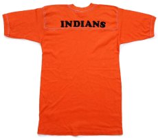 画像3: 80s INDIANS 40 42 フェルトプリント アスレチックTシャツ オレンジ M (3)