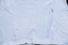 画像7: 70s USA製 Championチャンピオン OU TENNIS 染み込みプリント コットンTシャツ ボロ 白 XL (7)