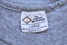 画像4: 90s USA製 The Cotton Exchange UW-LACROSSE 97 ATHLETICS 三段中抜き コットン×レーヨン Tシャツ 杢グレー L (4)