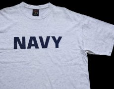 画像1: 90s USA製 NAVY ロゴ コットンTシャツ 杢ライトグレー XL (1)