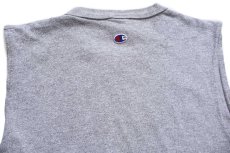 画像4: 90s USA製 Championチャンピオン MUSTANGS CROSS COUNTRY ホース ノースリーブ Tシャツ 杢グレー M (4)