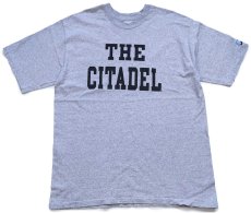 画像2: 90s USA製 The Cotton Exchange THE CITADEL コットン×レーヨン Tシャツ 杢グレー XL (2)