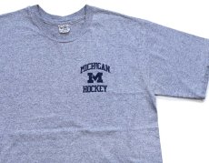 画像1: 90s USA製 The Cotton Exchange MICHIGAN HOCKEY コットン×レーヨン Tシャツ 杢グレー XL (1)