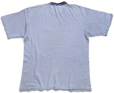 画像3: 90s USA製 Championチャンピオン ワンポイント スクリプト ロゴ刺繍 リブライン コットンTシャツ シルバーグレー L (3)
