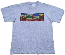 画像2: 90s ギリシャ製 NIKEナイキ DEFI VERT JURA 95 両面 染み込みプリント コットンTシャツ 杢グレー L (2)