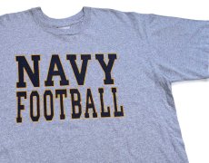 画像1: USA製 The Cotton Exchange NAVAL ACADEMY NAVY FOOTBALL ロゴ ひび割れプリント Tシャツ 杢グレー XXL★特大 (1)