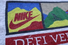 画像5: 90s ギリシャ製 NIKEナイキ DEFI VERT JURA 95 両面 染み込みプリント コットンTシャツ 杢グレー L (5)