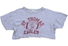 画像1: 70s USA製 Championチャンピオン ST. THOMAS EAGLES アメフト マスコット 88/12 Tシャツ ショート丈 杢グレー XL (1)