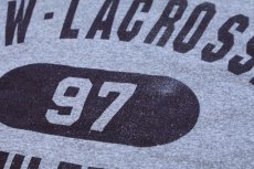 画像5: 90s USA製 The Cotton Exchange UW-LACROSSE 97 ATHLETICS 三段中抜き コットン×レーヨン Tシャツ 杢グレー L (5)