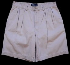 画像1: 00s ポロ ラルフローレン TYLER SHORT ツータック コットン チノ ショートパンツ ベージュ W34★173 ショーツ (1)