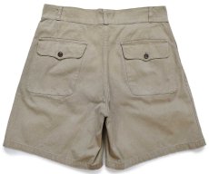 画像2: 70s イタリア軍 ツータック コットンツイル ショートパンツ カーキ W32★A ショーツ (2)