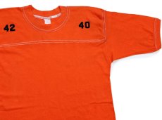 画像1: 80s INDIANS 40 42 フェルトプリント アスレチックTシャツ オレンジ M (1)