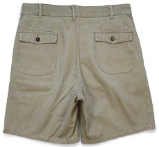 画像2: 70s イタリア軍 ツータック コットンツイル ショートパンツ カーキ W33★B ショーツ  (2)