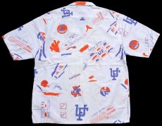 画像2: 80s FLORIDA GATORS マスコット 総柄 染み込みプリント オープンカラー 半袖 コットンシャツ 白 (2)