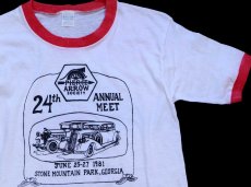 画像1: 80s USA製 Healthknit PIERCE ARROW SOCIETY クラシックカー リンガーTシャツ 白×赤 (1)