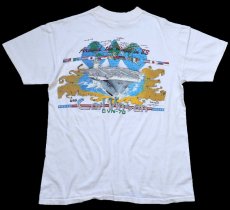 画像1: 80s USA製 Hanes USS CARL VINSON CVN 70 航空母艦 ポケット付き コットンTシャツ アイボリー L (1)