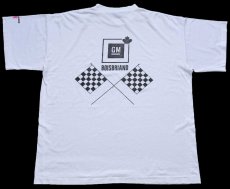 画像2: 90s GM BOISBRIAND チェッカーフラッグ バックプリント Tシャツ 白 (2)