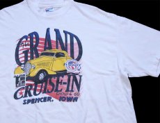 画像1: 90s USA製 Hanes The GRAND CRUISE-IN SHOW&GO HOTROD コットンTシャツ 白 XL (1)