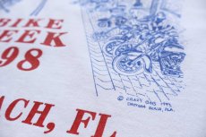 画像5: 90s USA製 BIKE WEEK 1998 DAYTONA BEACH, FL 両面プリント 星条旗柄 切り替え コットンTシャツ 白 XXL★特大 (5)