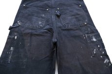 画像7: carharttカーハート ペンキ飛び ダブルニー ダック地 オーバーオール 黒 W33 (7)