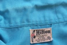 画像4: 60s USA製 Hiltonヒルトン VICTOR AUTO PARTS Emersonチェーン刺繍 パッチ付き ボウリングシャツ 水色 L (4)