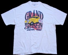画像2: 90s USA製 Hanes The GRAND CRUISE-IN SHOW&GO HOTROD コットンTシャツ 白 XL (2)