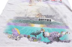 画像4: 90s NASA Kennedy Space Center 熱帯魚 アート ツートン 切り替え コットンTシャツ 杢グレー×紺 M (4)
