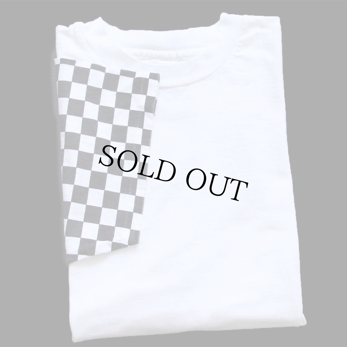 画像1: デッドストック★90s USA製 チェッカーフラッグ 切り替え コットンTシャツ 白×黒 XL (1)