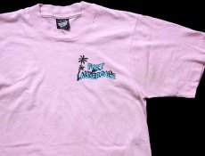 画像4: 90s USA製 FORT LAUDERDALE アート 両面プリント Tシャツ 薄ピンク S (4)